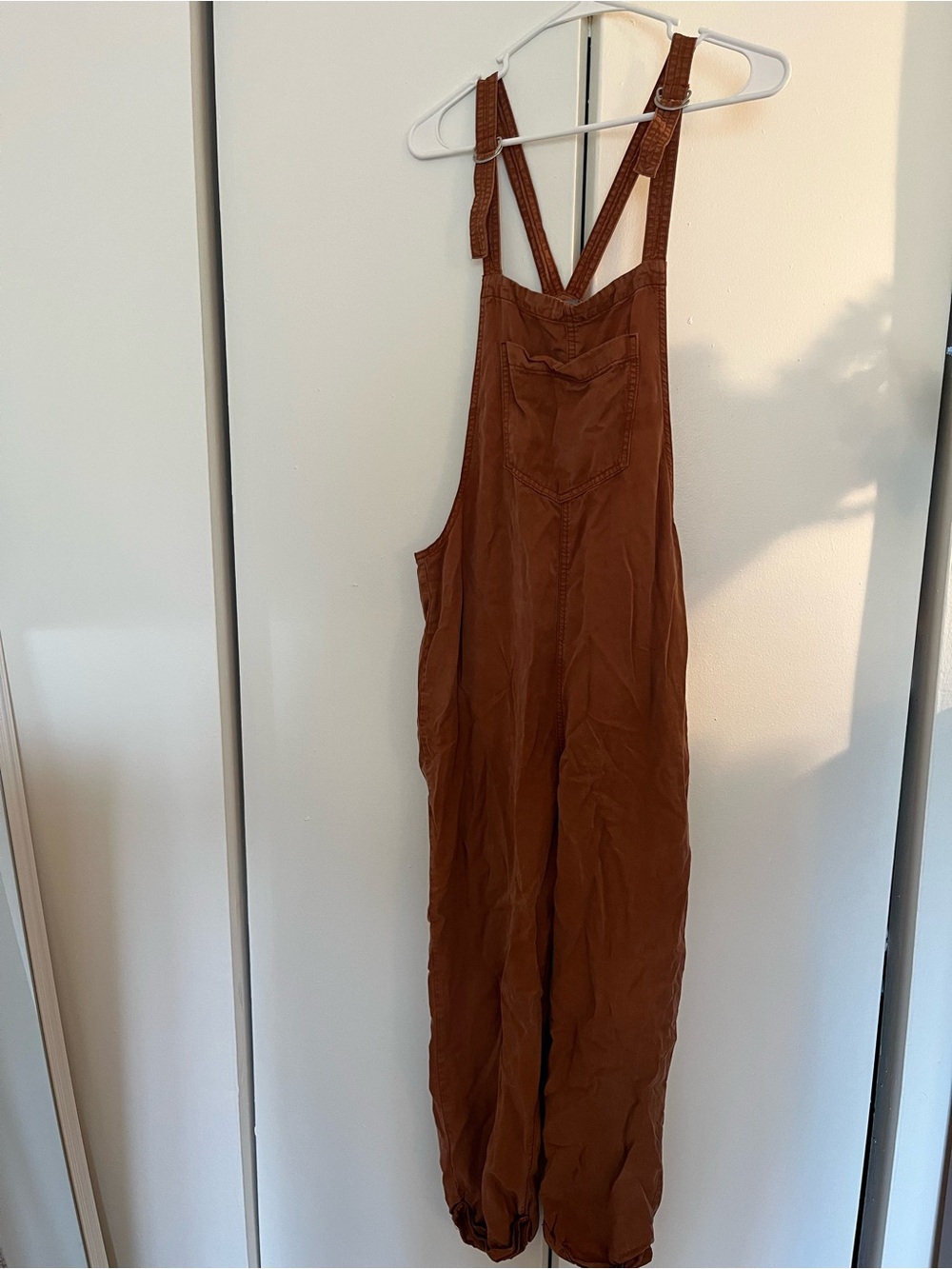 aerie Rust Brown Adjustable-Strap Overalls Jumpsuit